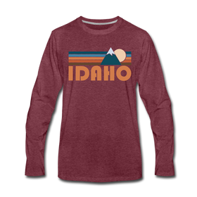 Idaho Long Sleeve T-Shirt - Retro Mountain Unisex Idaho Long Sleeve Shirt - heather burgundy