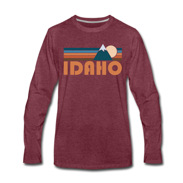 Idaho Long Sleeve T-Shirt - Retro Mountain Unisex Idaho Long Sleeve Shirt - heather burgundy