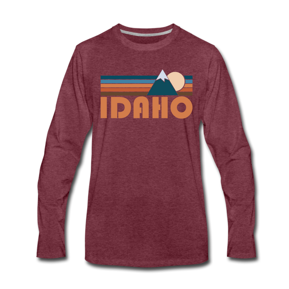 Idaho Long Sleeve T-Shirt - Retro Mountain Unisex Idaho Long Sleeve Shirt - heather burgundy