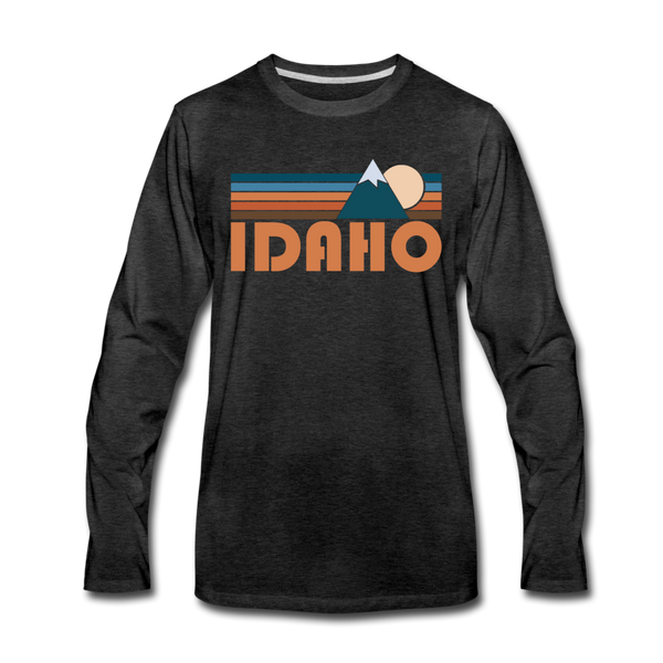 Idaho Long Sleeve T-Shirt - Retro Mountain Unisex Idaho Long Sleeve Shirt - charcoal gray