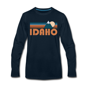 Idaho Long Sleeve T-Shirt - Retro Mountain Unisex Idaho Long Sleeve Shirt - deep navy