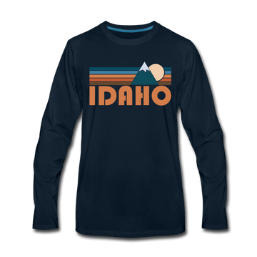 Idaho Long Sleeve T-Shirt - Retro Mountain Unisex Idaho Long Sleeve Shirt - deep navy