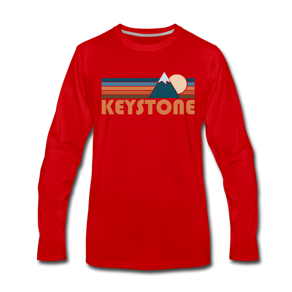 Keystone, Colorado Long Sleeve T-Shirt - Retro Mountain Unisex Keystone Long Sleeve Shirt - red