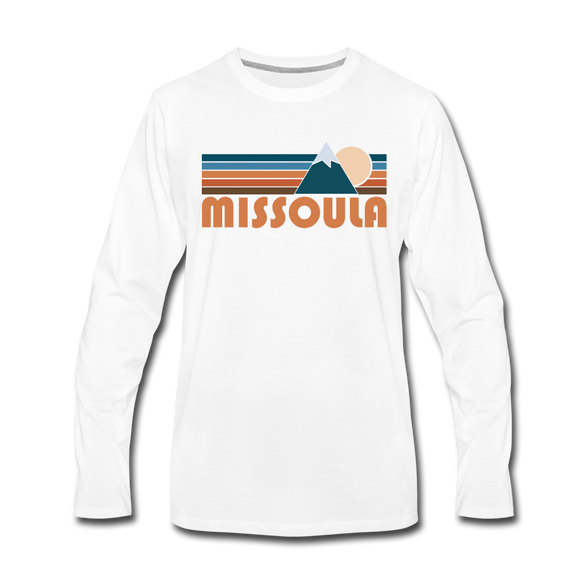 Missoula, Montana Long Sleeve T-Shirt - Retro Mountain Unisex Missoula Long Sleeve Shirt - white