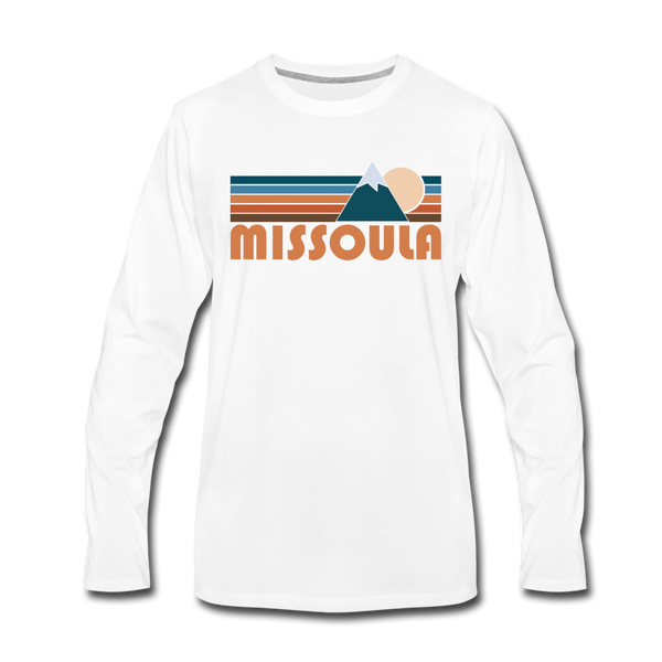 Missoula, Montana Long Sleeve T-Shirt - Retro Mountain Unisex Missoula Long Sleeve Shirt - white