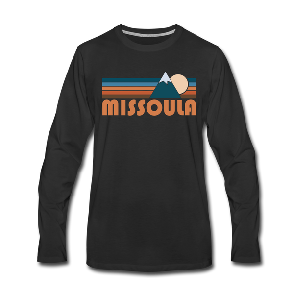 Missoula, Montana Long Sleeve T-Shirt - Retro Mountain Unisex Missoula Long Sleeve Shirt - black
