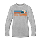 Missoula, Montana Long Sleeve T-Shirt - Retro Mountain Unisex Missoula Long Sleeve Shirt - heather gray