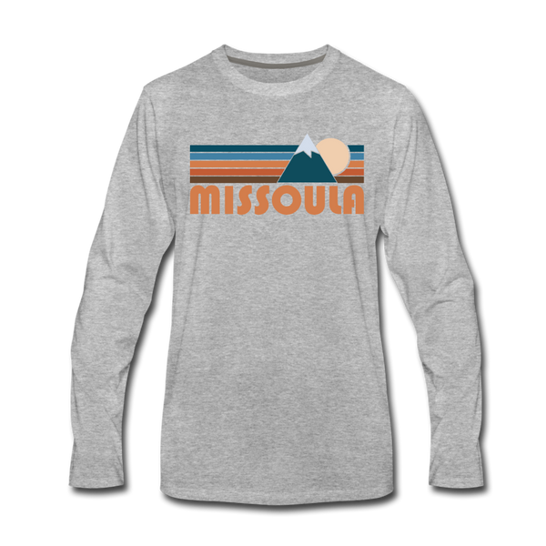 Missoula, Montana Long Sleeve T-Shirt - Retro Mountain Unisex Missoula Long Sleeve Shirt - heather gray