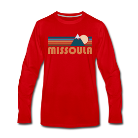 Missoula, Montana Long Sleeve T-Shirt - Retro Mountain Unisex Missoula Long Sleeve Shirt - red
