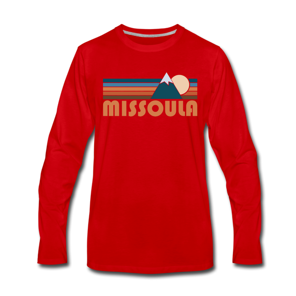 Missoula, Montana Long Sleeve T-Shirt - Retro Mountain Unisex Missoula Long Sleeve Shirt - red