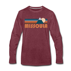 Missoula, Montana Long Sleeve T-Shirt - Retro Mountain Unisex Missoula Long Sleeve Shirt - heather burgundy