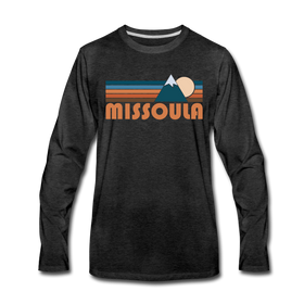 Missoula, Montana Long Sleeve T-Shirt - Retro Mountain Unisex Missoula Long Sleeve Shirt - charcoal gray