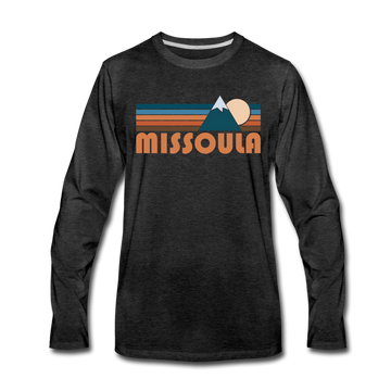 Missoula, Montana Long Sleeve T-Shirt - Retro Mountain Unisex Missoula Long Sleeve Shirt - charcoal gray