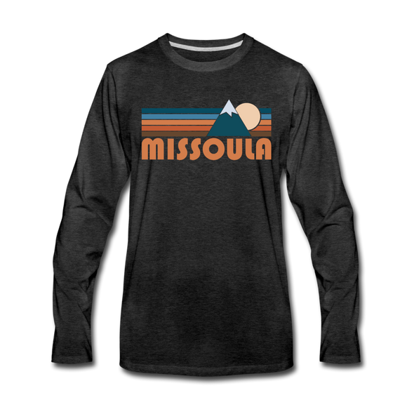 Missoula, Montana Long Sleeve T-Shirt - Retro Mountain Unisex Missoula Long Sleeve Shirt - charcoal gray