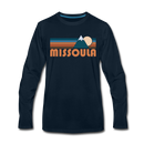 Missoula, Montana Long Sleeve T-Shirt - Retro Mountain Unisex Missoula Long Sleeve Shirt - deep navy