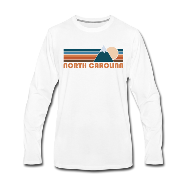 North Carolina Long Sleeve T-Shirt - Retro Mountain Unisex North Carolina Long Sleeve Shirt - white