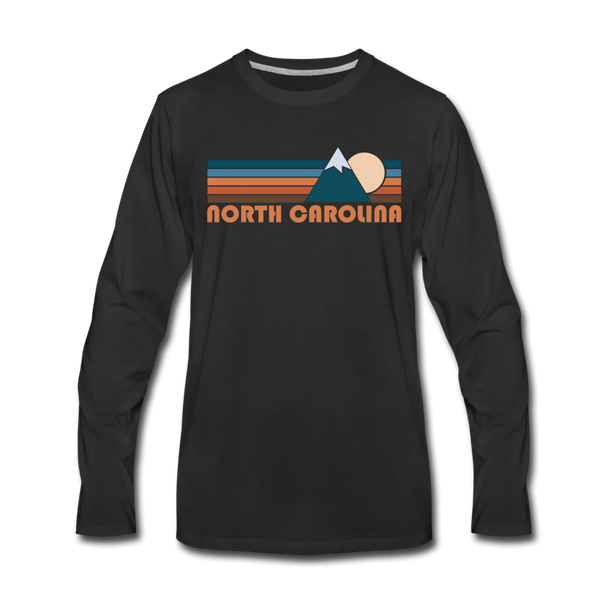 North Carolina Long Sleeve T-Shirt - Retro Mountain Unisex North Carolina Long Sleeve Shirt - black