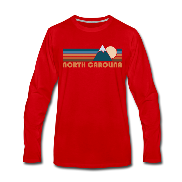 North Carolina Long Sleeve T-Shirt - Retro Mountain Unisex North Carolina Long Sleeve Shirt - red