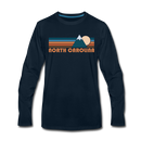 North Carolina Long Sleeve T-Shirt - Retro Mountain Unisex North Carolina Long Sleeve Shirt - deep navy