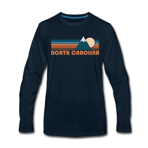 North Carolina Long Sleeve T-Shirt - Retro Mountain Unisex North Carolina Long Sleeve Shirt - deep navy