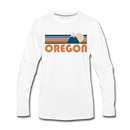 Oregon Long Sleeve T-Shirt - Retro Mountain Unisex Oregon Long Sleeve Shirt - white