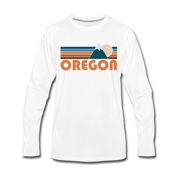 Oregon Long Sleeve T-Shirt - Retro Mountain Unisex Oregon Long Sleeve Shirt - white