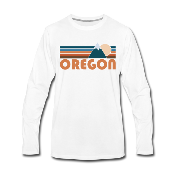 Oregon Long Sleeve T-Shirt - Retro Mountain Unisex Oregon Long Sleeve Shirt - white