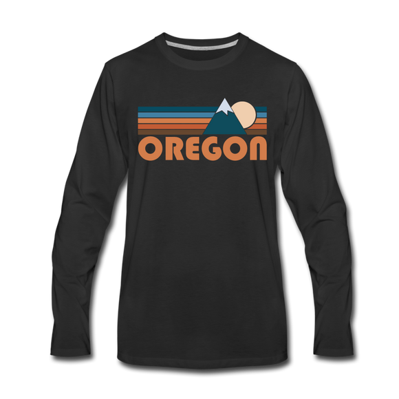 Oregon Long Sleeve T-Shirt - Retro Mountain Unisex Oregon Long Sleeve Shirt - black