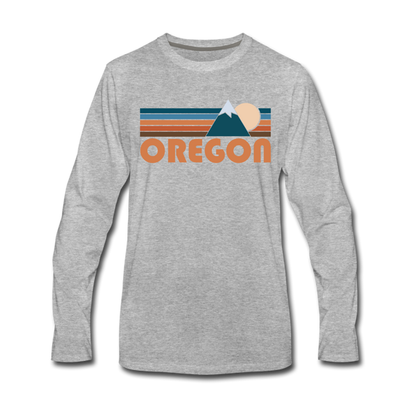 Oregon Long Sleeve T-Shirt - Retro Mountain Unisex Oregon Long Sleeve Shirt - heather gray