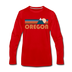 Oregon Long Sleeve T-Shirt - Retro Mountain Unisex Oregon Long Sleeve Shirt - red