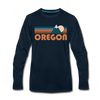 Oregon Long Sleeve T-Shirt - Retro Mountain Unisex Oregon Long Sleeve Shirt - deep navy