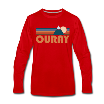 Ouray, Colorado Long Sleeve T-Shirt - Retro Mountain Unisex Ouray Long Sleeve Shirt - red