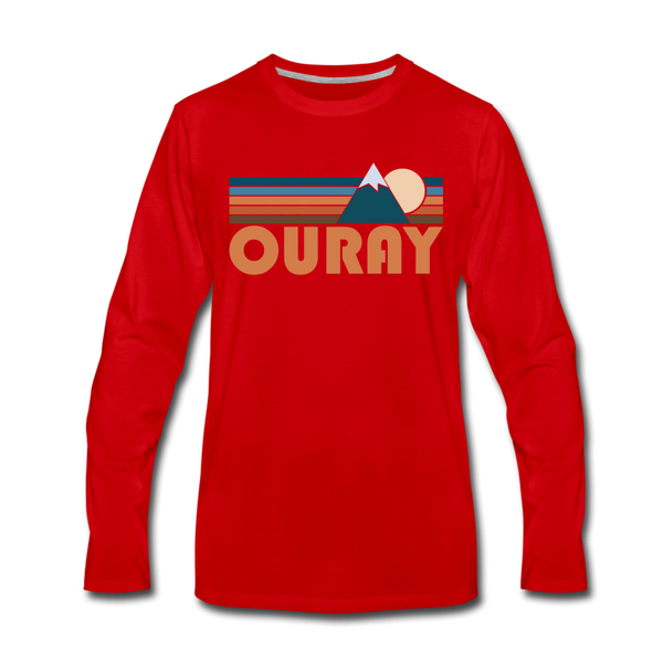 Ouray, Colorado Long Sleeve T-Shirt - Retro Mountain Unisex Ouray Long Sleeve Shirt - red