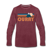 Ouray, Colorado Long Sleeve T-Shirt - Retro Mountain Unisex Ouray Long Sleeve Shirt - heather burgundy