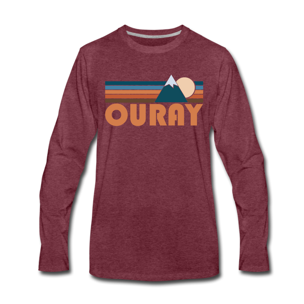 Ouray, Colorado Long Sleeve T-Shirt - Retro Mountain Unisex Ouray Long Sleeve Shirt - heather burgundy