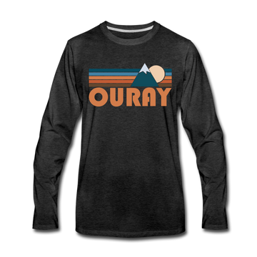 Ouray, Colorado Long Sleeve T-Shirt - Retro Mountain Unisex Ouray Long Sleeve Shirt - charcoal gray