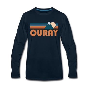 Ouray, Colorado Long Sleeve T-Shirt - Retro Mountain Unisex Ouray Long Sleeve Shirt - deep navy
