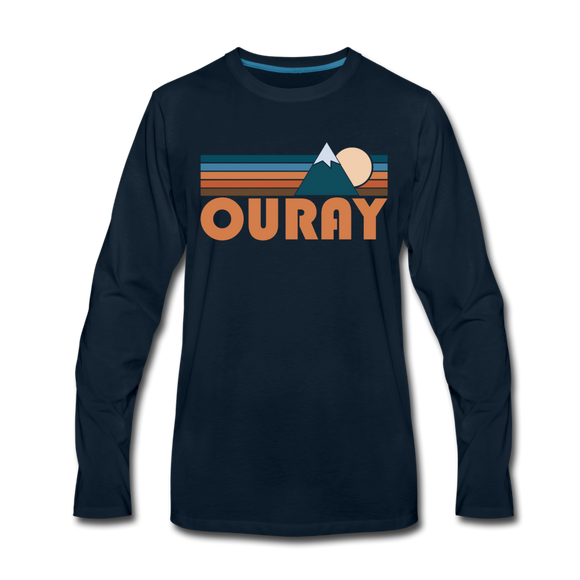 Ouray, Colorado Long Sleeve T-Shirt - Retro Mountain Unisex Ouray Long Sleeve Shirt - deep navy