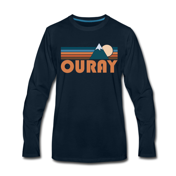Ouray, Colorado Long Sleeve T-Shirt - Retro Mountain Unisex Ouray Long Sleeve Shirt - deep navy