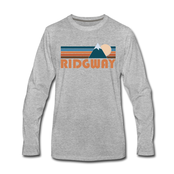 Ridgway, Colorado Long Sleeve T-Shirt - Retro Mountain Unisex Ridgway Long Sleeve Shirt - heather gray