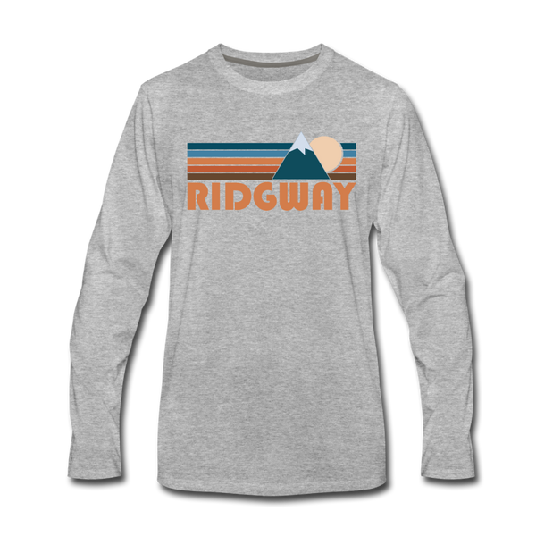 Ridgway, Colorado Long Sleeve T-Shirt - Retro Mountain Unisex Ridgway Long Sleeve Shirt - heather gray