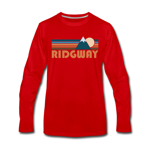 Ridgway, Colorado Long Sleeve T-Shirt - Retro Mountain Unisex Ridgway Long Sleeve Shirt - red
