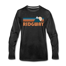 Ridgway, Colorado Long Sleeve T-Shirt - Retro Mountain Unisex Ridgway Long Sleeve Shirt - charcoal gray