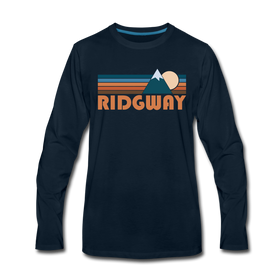 Ridgway, Colorado Long Sleeve T-Shirt - Retro Mountain Unisex Ridgway Long Sleeve Shirt - deep navy