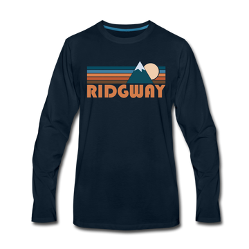 Ridgway, Colorado Long Sleeve T-Shirt - Retro Mountain Unisex Ridgway Long Sleeve Shirt - deep navy