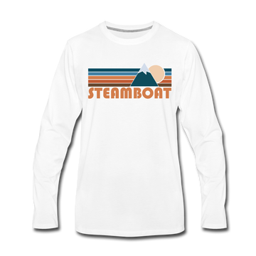 Steamboat, Colorado Long Sleeve T-Shirt - Retro Mountain Unisex Steamboat Long Sleeve Shirt - white