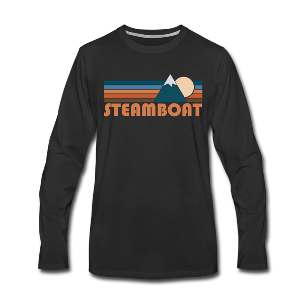 Steamboat, Colorado Long Sleeve T-Shirt - Retro Mountain Unisex Steamboat Long Sleeve Shirt - black