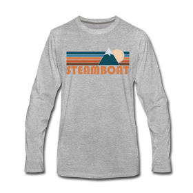 Steamboat, Colorado Long Sleeve T-Shirt - Retro Mountain Unisex Steamboat Long Sleeve Shirt - heather gray