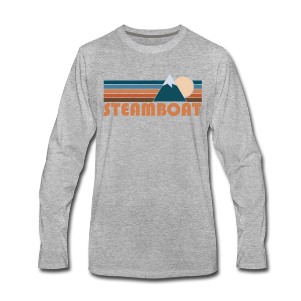 Steamboat, Colorado Long Sleeve T-Shirt - Retro Mountain Unisex Steamboat Long Sleeve Shirt - heather gray