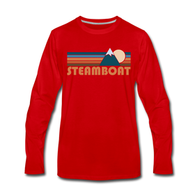 Steamboat, Colorado Long Sleeve T-Shirt - Retro Mountain Unisex Steamboat Long Sleeve Shirt - red